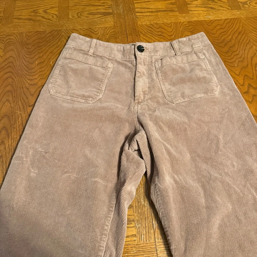 Quince Corduroy Wide-Leg Crop Pants in Light Brown Sz 14 Elevated Basics - Picture 5 of 14